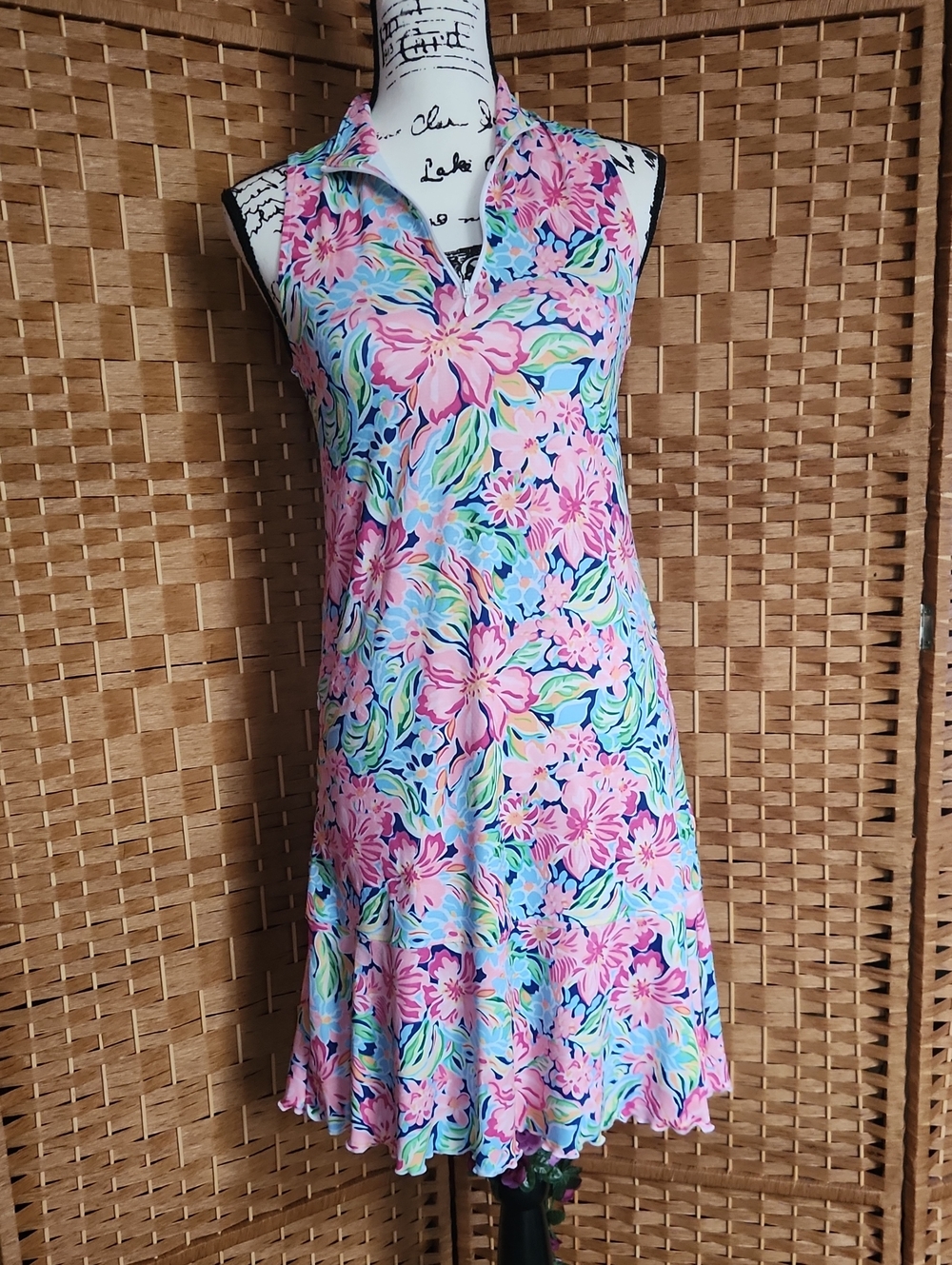 GOTTEX, Women's Summer, Sporty, Kate Sleeveless Floral, Mock Neck Dress Sz XS